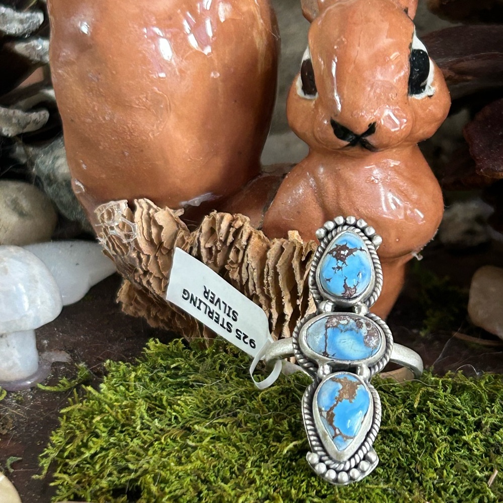 925 Sterling Glorious golden hills turquoise ring